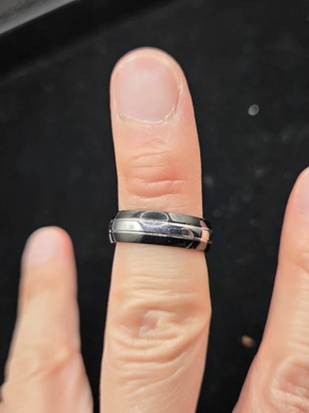 Silver-Tone Steel Band Ring Size 6